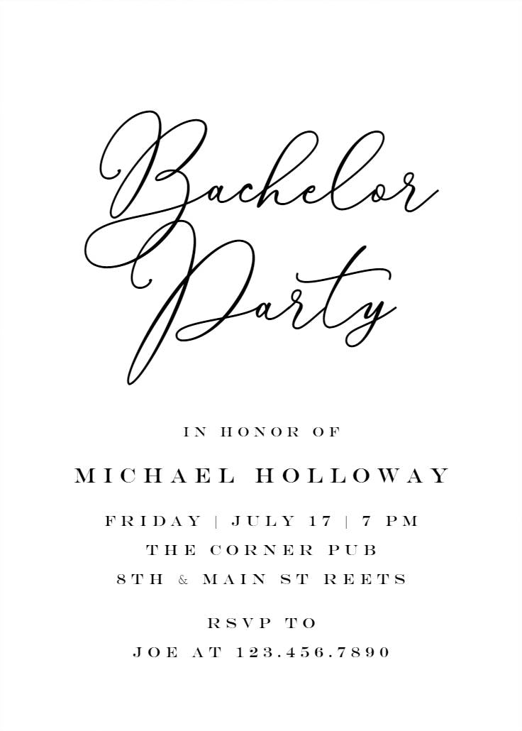 Bold bellisia - bachelor party invitation